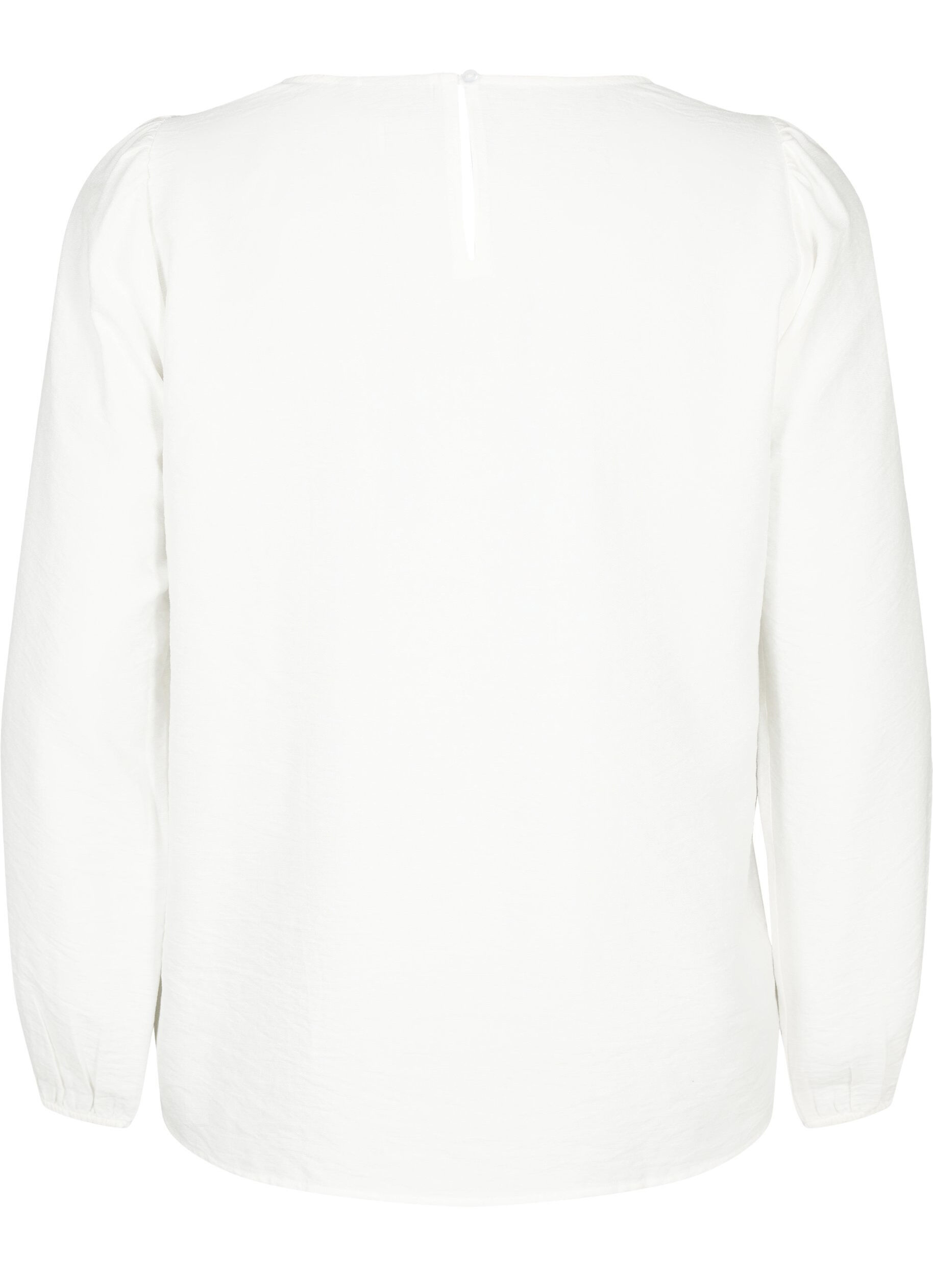 Zizzi Blouse van viscose met gehaakt detail, Bright White, Packshot image number 1