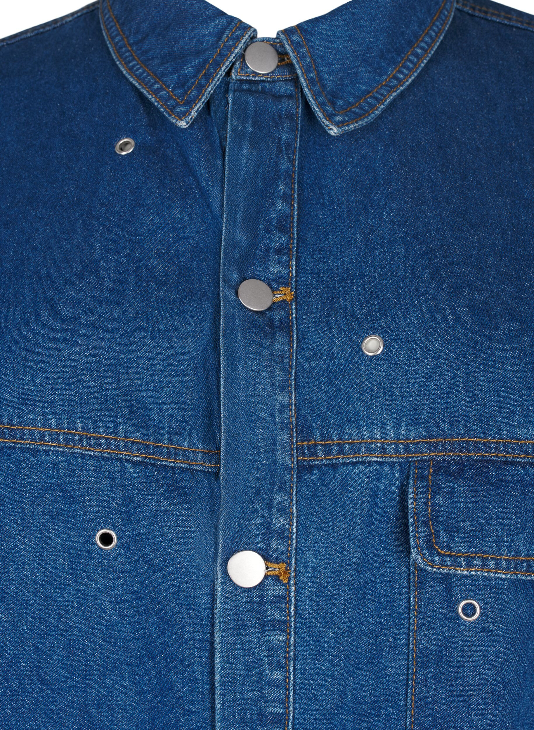 Zizzi Denim shirt met oogjes, Blauw, Packshot image number 2