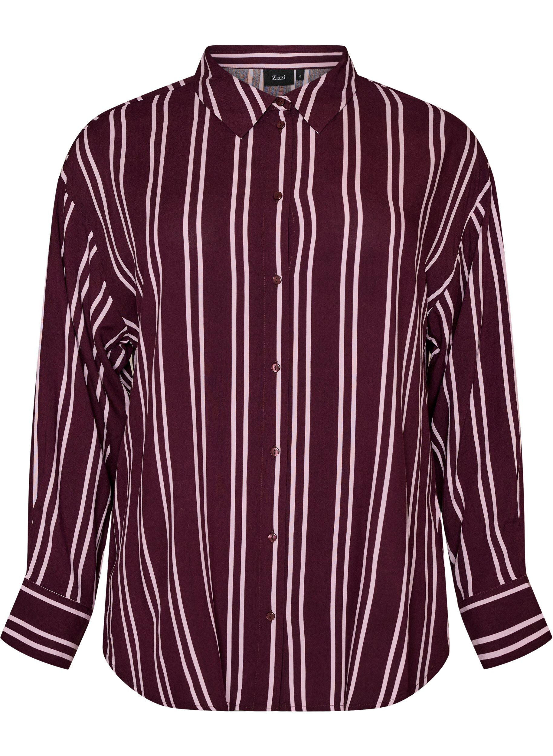 ZizziGestreept nachthemd, Donker Bordeaux, Packshot image number 0