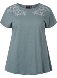Katoenen t-shirt met bladprint, Balsam Green Leaf