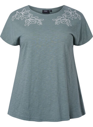 Katoenen t-shirt met bladprint, Balsam Green Leaf, Packshot image number 0