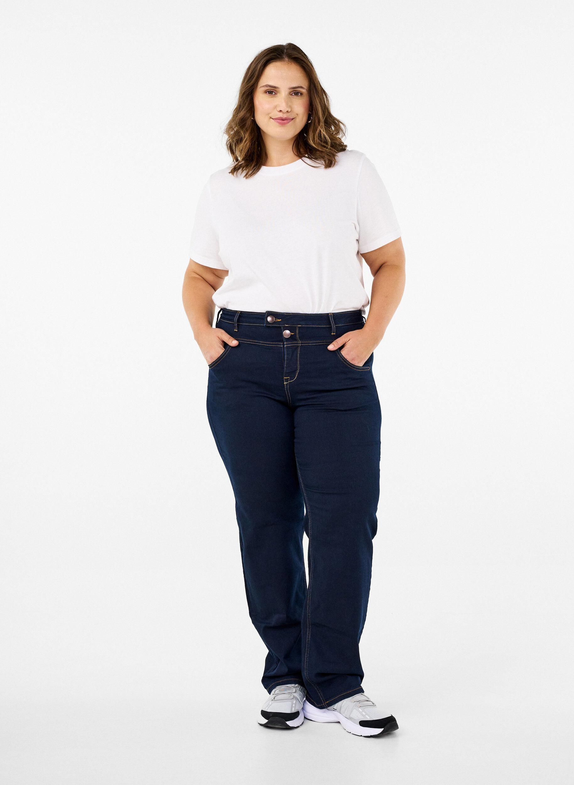 Regular fit Gemma jeans met hoge taille, Blauw, Model