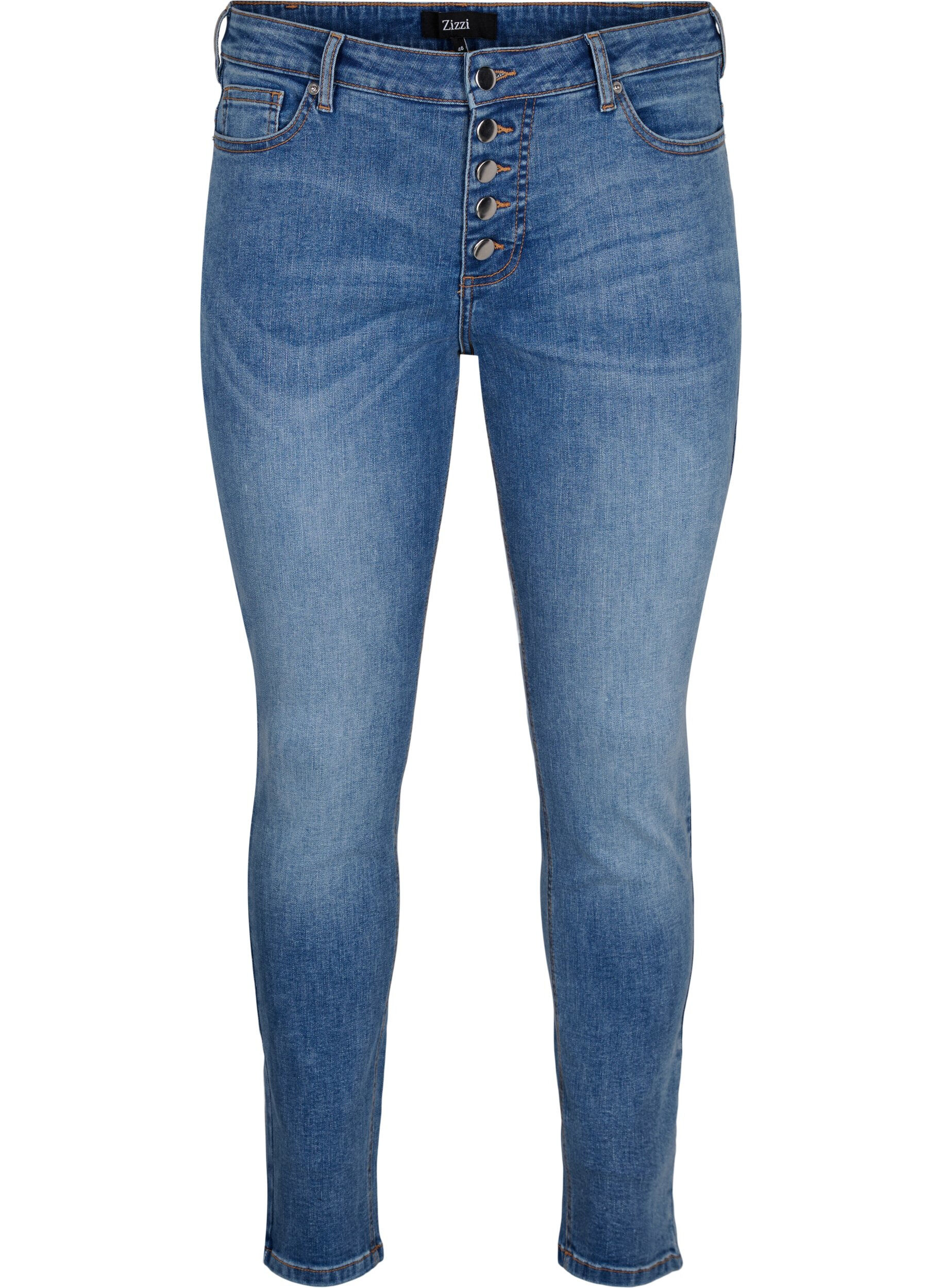 Zizzi Sanna jeans met superslanke pasvorm en knoopsluiting, Blue denim, Packshot image number 0
