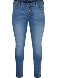 Sanna jeans met superslanke pasvorm en knoopsluiting, Blue denim