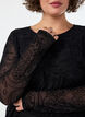 Mesh blouse met paisleyprint en asymmetrische zoom, Zwart, Model image number 3