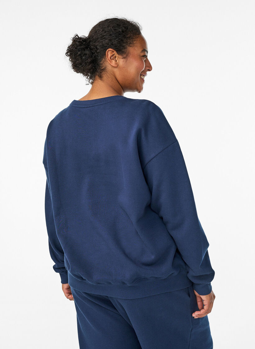 Het sweatshirt met tekstprint, Blauw, Model image number 2