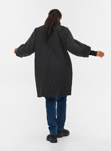 Gewatteerde jas met teddy en zakken, Black Comb, Model image number 1