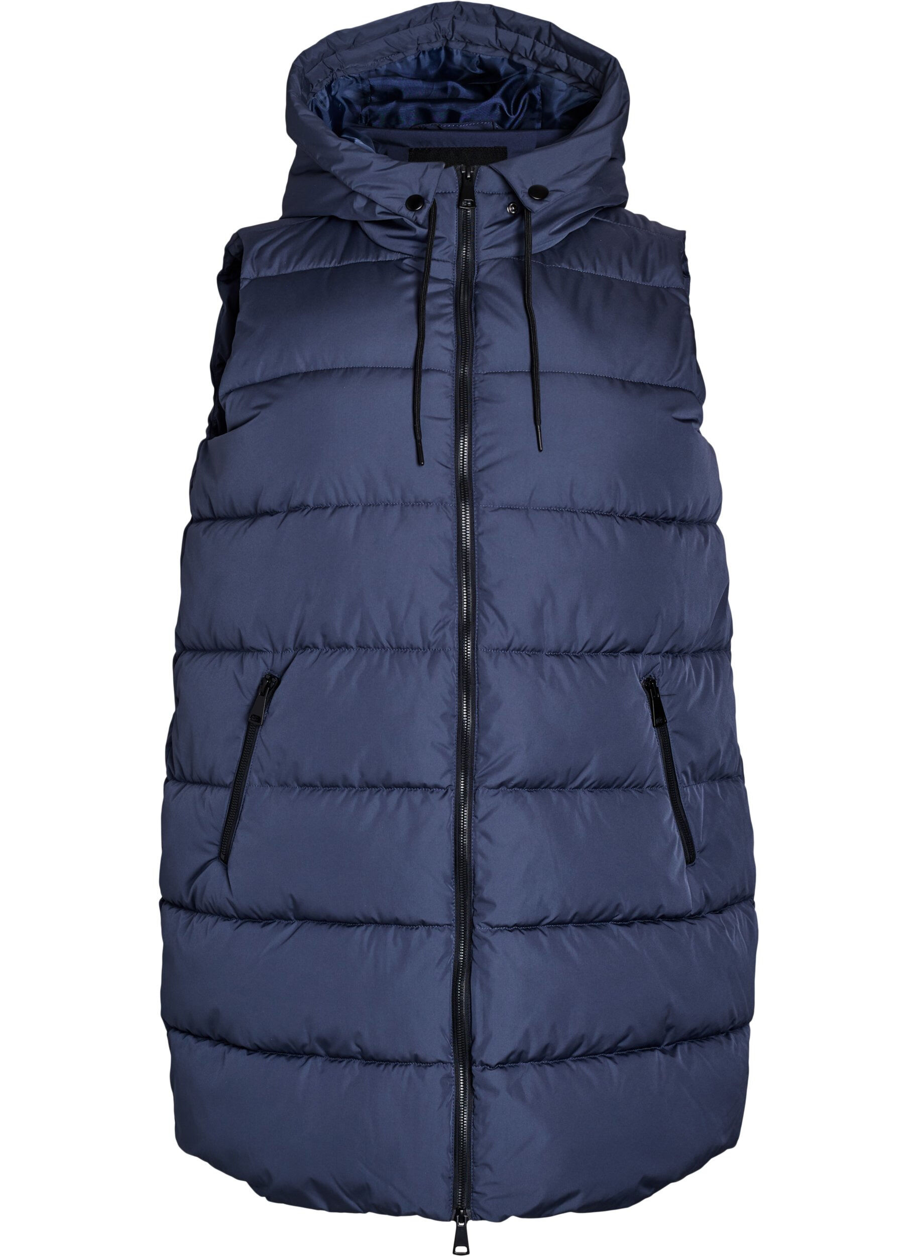 ZizziLange vest met capuchon en zakken, Blauw, Packshot image number 0