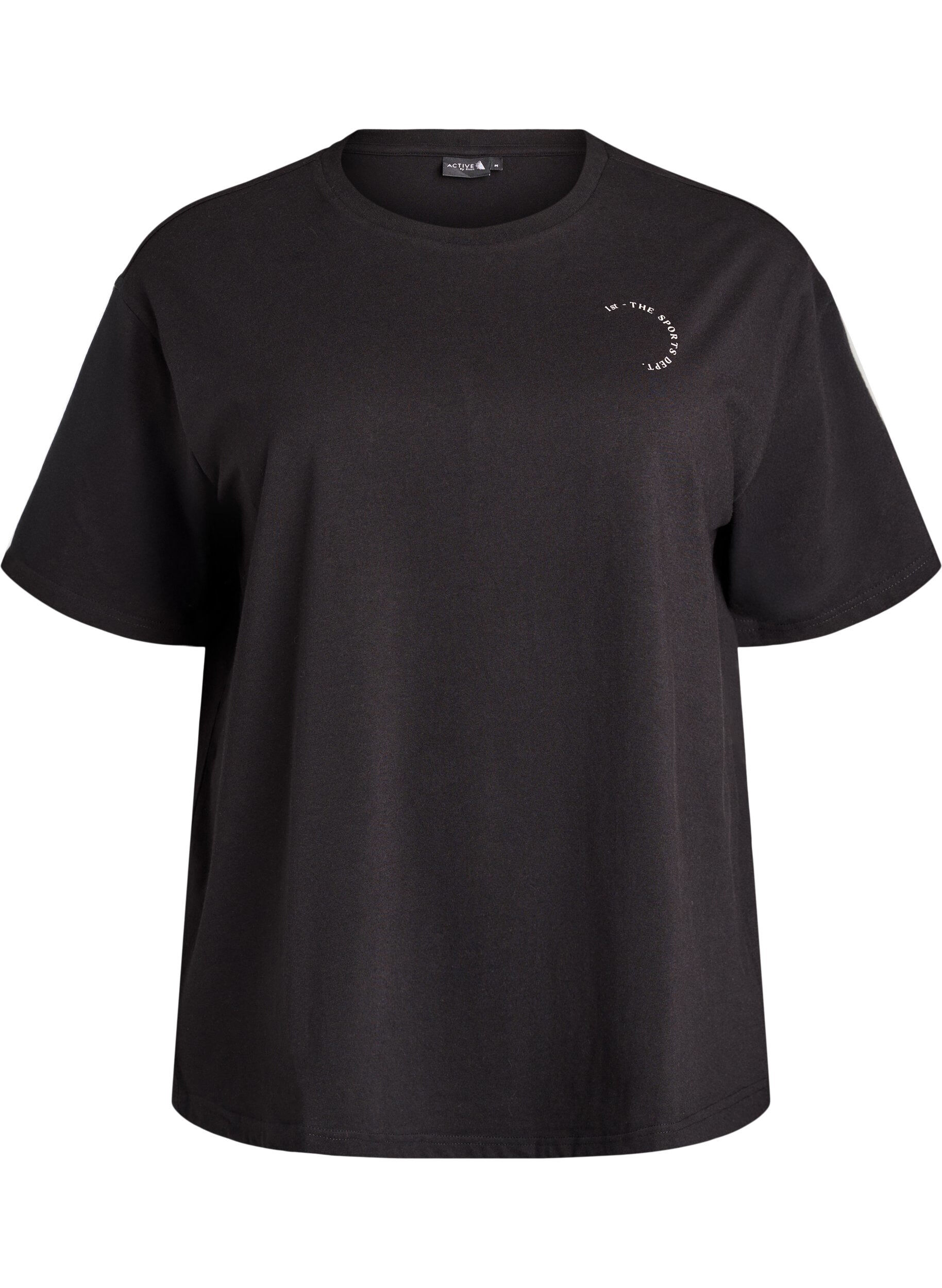 ZizziSporty T-shirt in biologische katoen, Zwart, Packshot image number 0