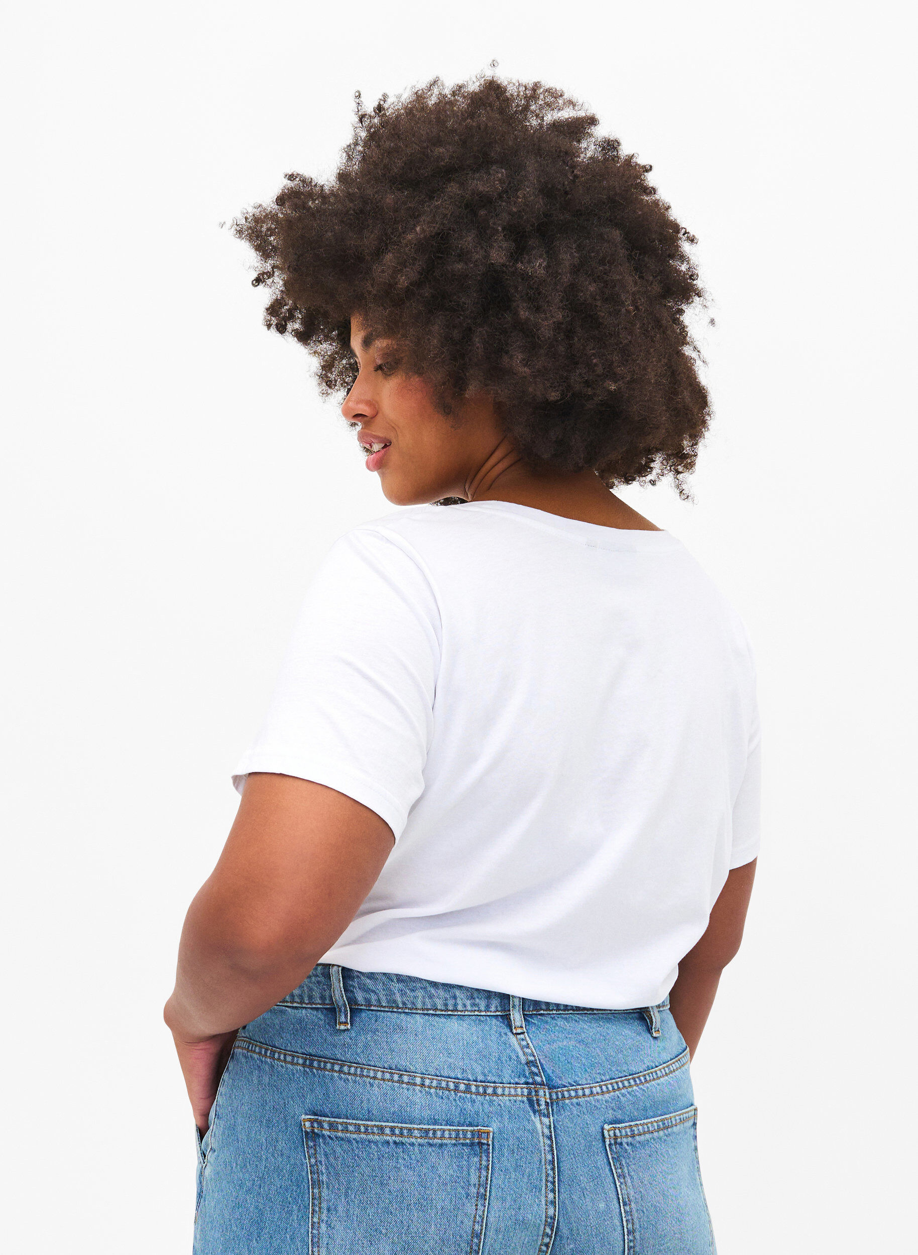 Zizzi T-shirt met stras, B.White W.Rhinestone, Model image number 1