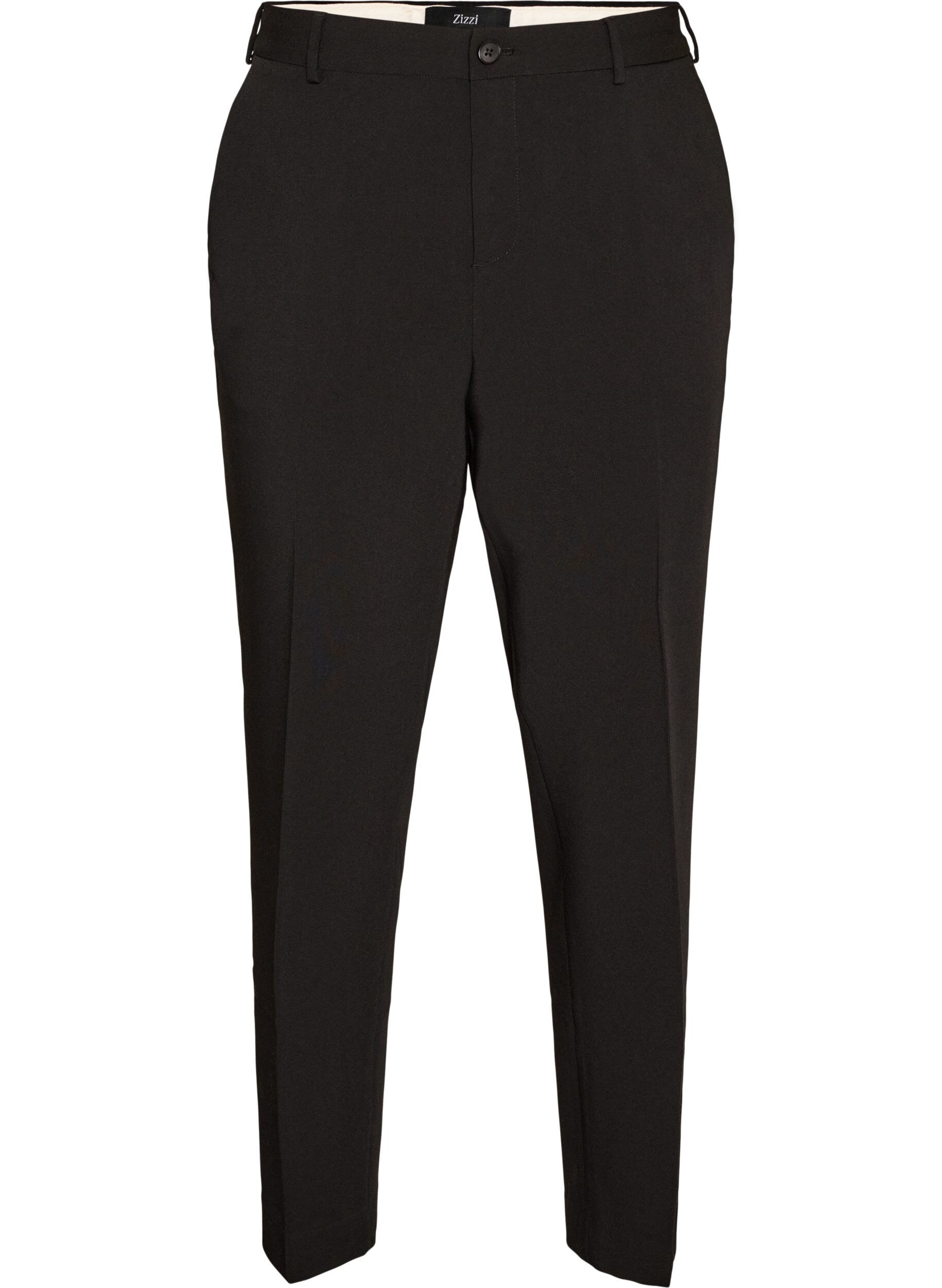 ZizziGetailleerde broek met hoge taille en persvouwen, Zwart, Packshot image number 0