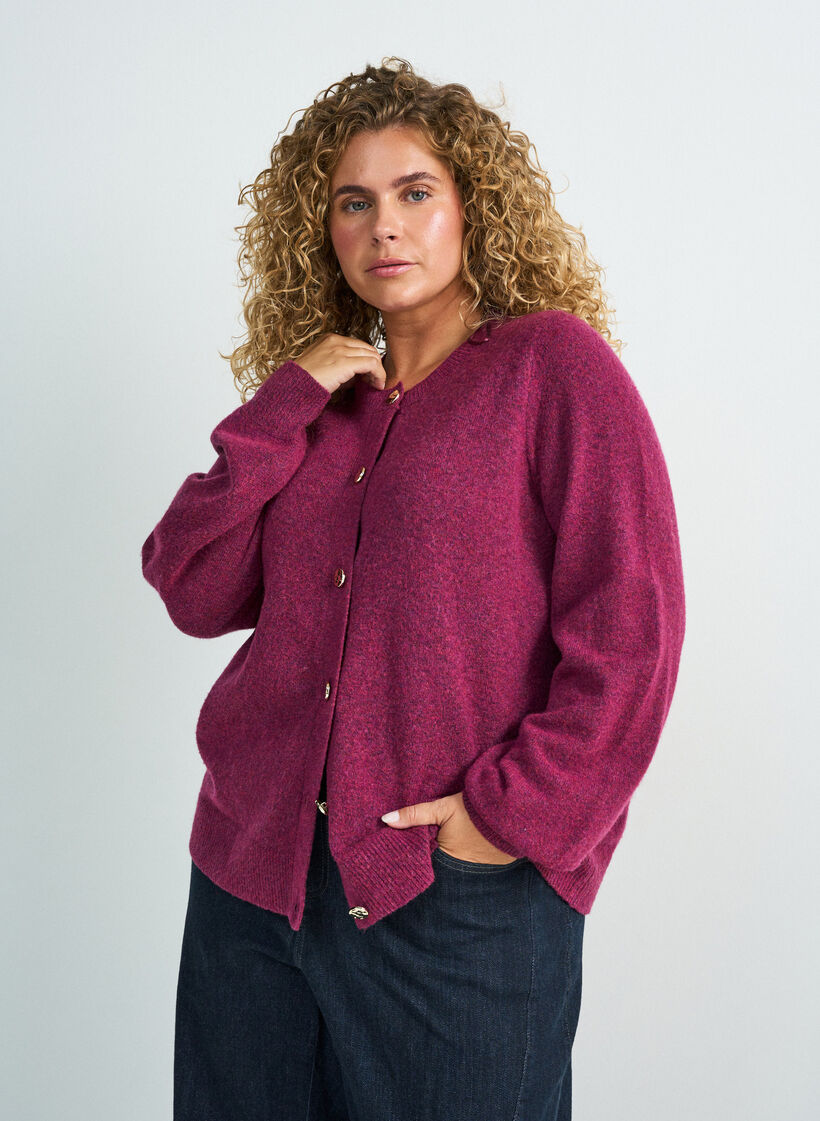 Vest in zacht breisel met goudkleurige knopen, Rood, Model image number 0