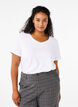 Basic t-shirt in effen kleur met katoen, Wit, Model image number 0