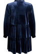 Veloursjurk met lange mouwen en een ruchekraag, Blauw, Packshot image number 1