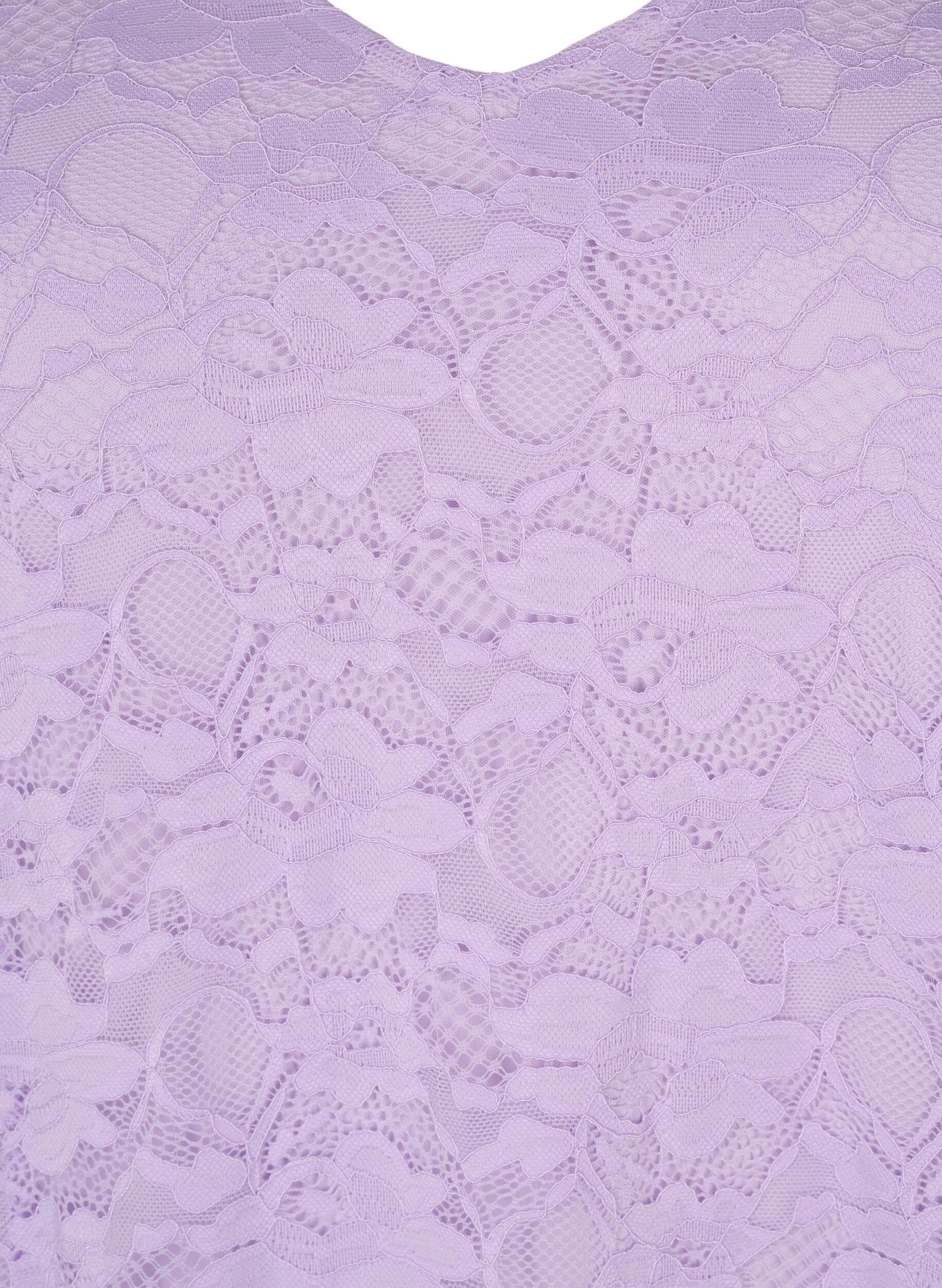 Zizzi Kanten jurk met 3/4 mouwen, Lavendula, Packshot image number 2