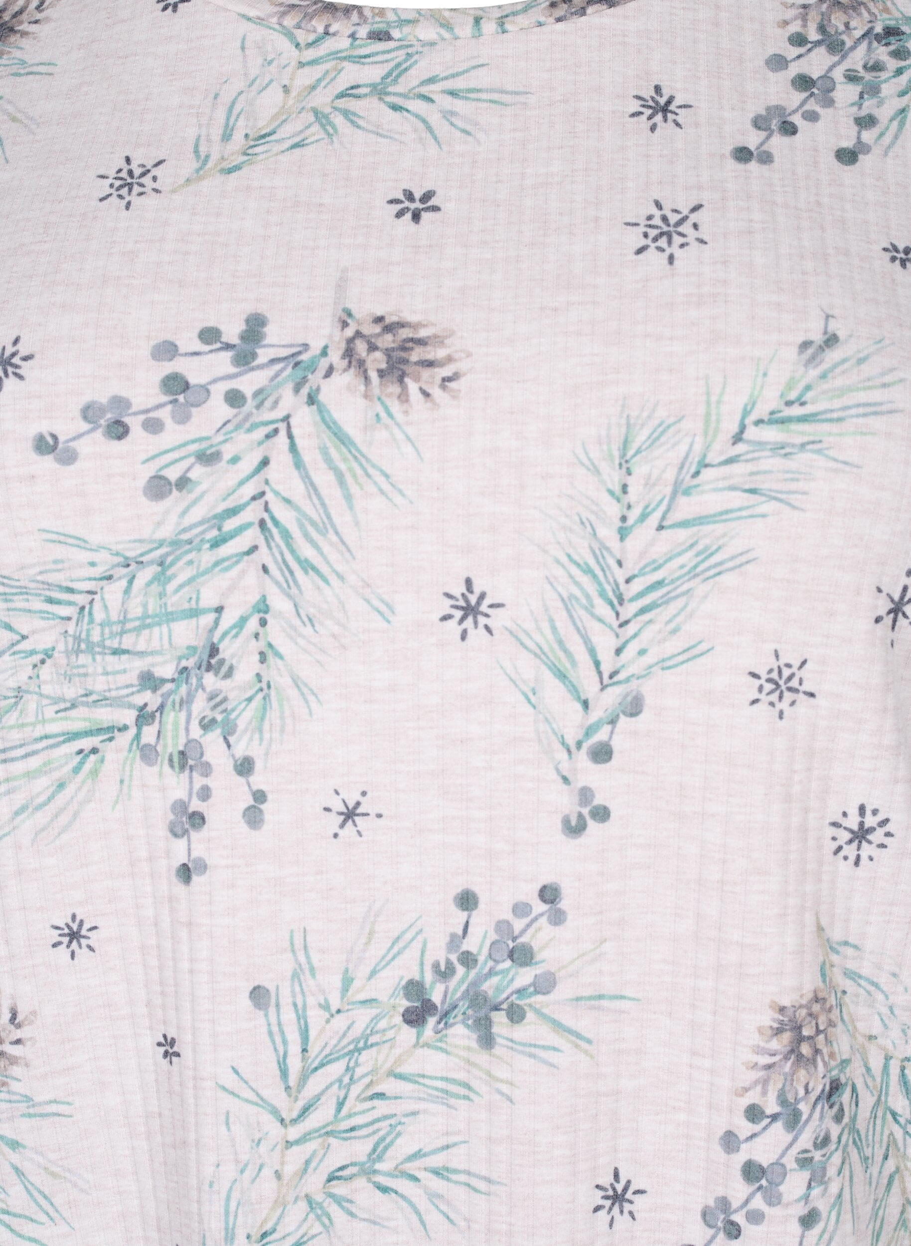 Zizzi Top met lange mouwen in ribstof, Natural M&eacute;l AOP Gran, Packshot image number 2