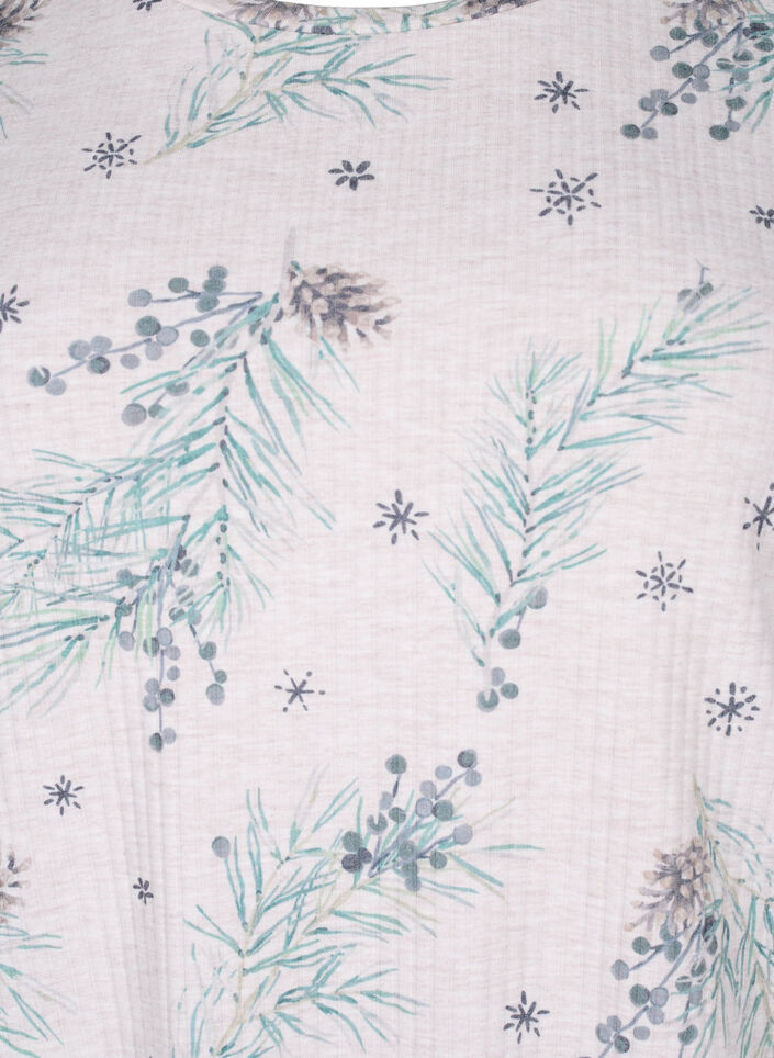 Top met lange mouwen in ribstof, Natural Mél AOP Gran, Packshot image number 2