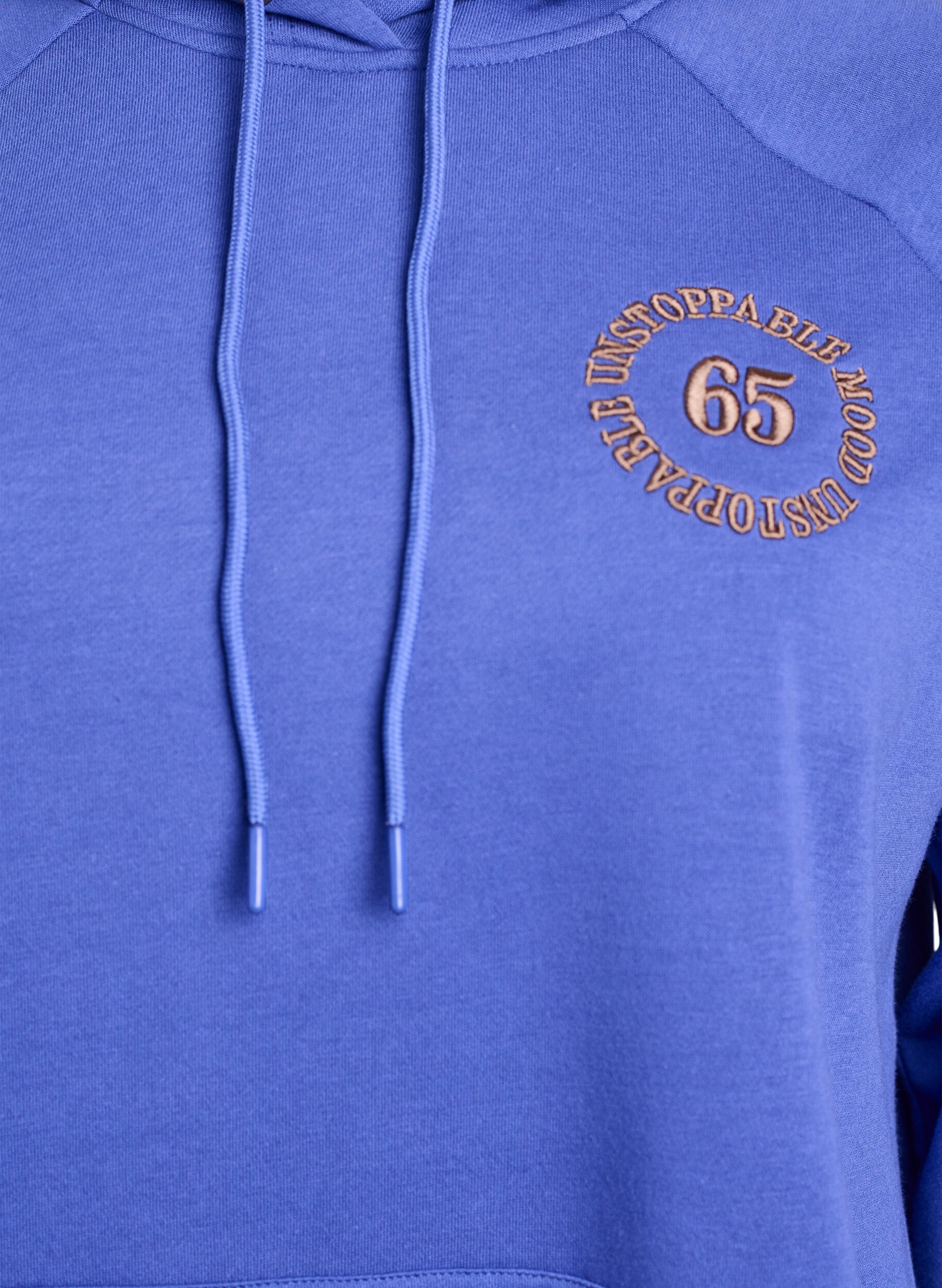 Zizzi Hoodie met geborduurd frontmotief, Blauw, Packshot image number 2