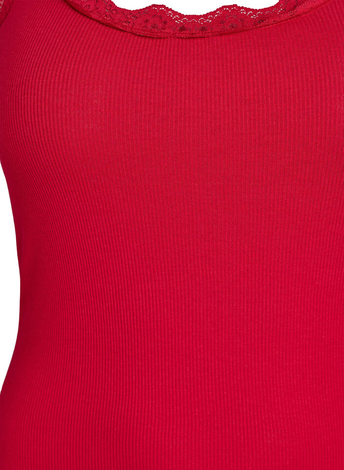 Top met kanten afwerking, Rood, Packshot image number 2