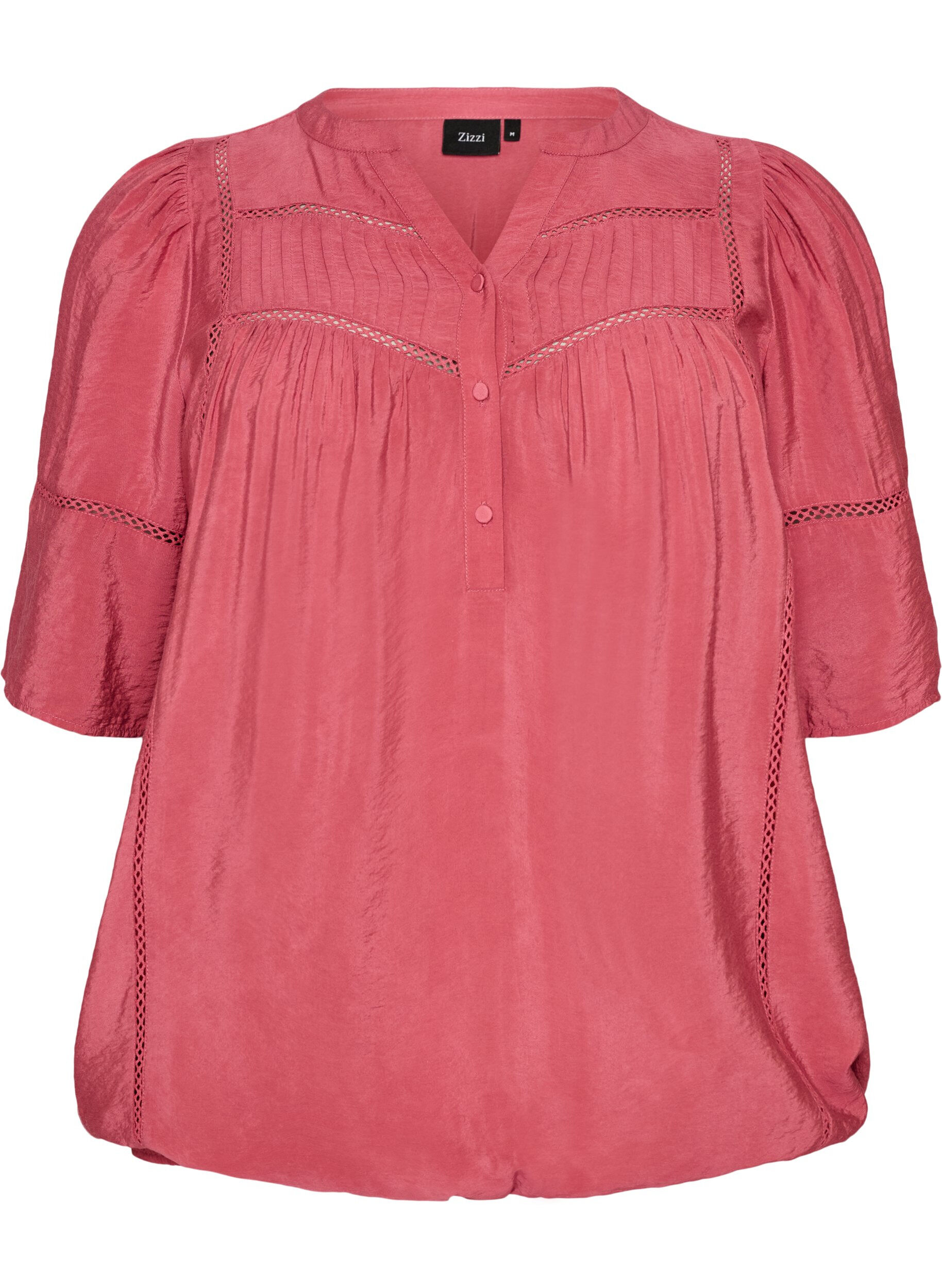 Viscose blouse met plooien en balloneffect