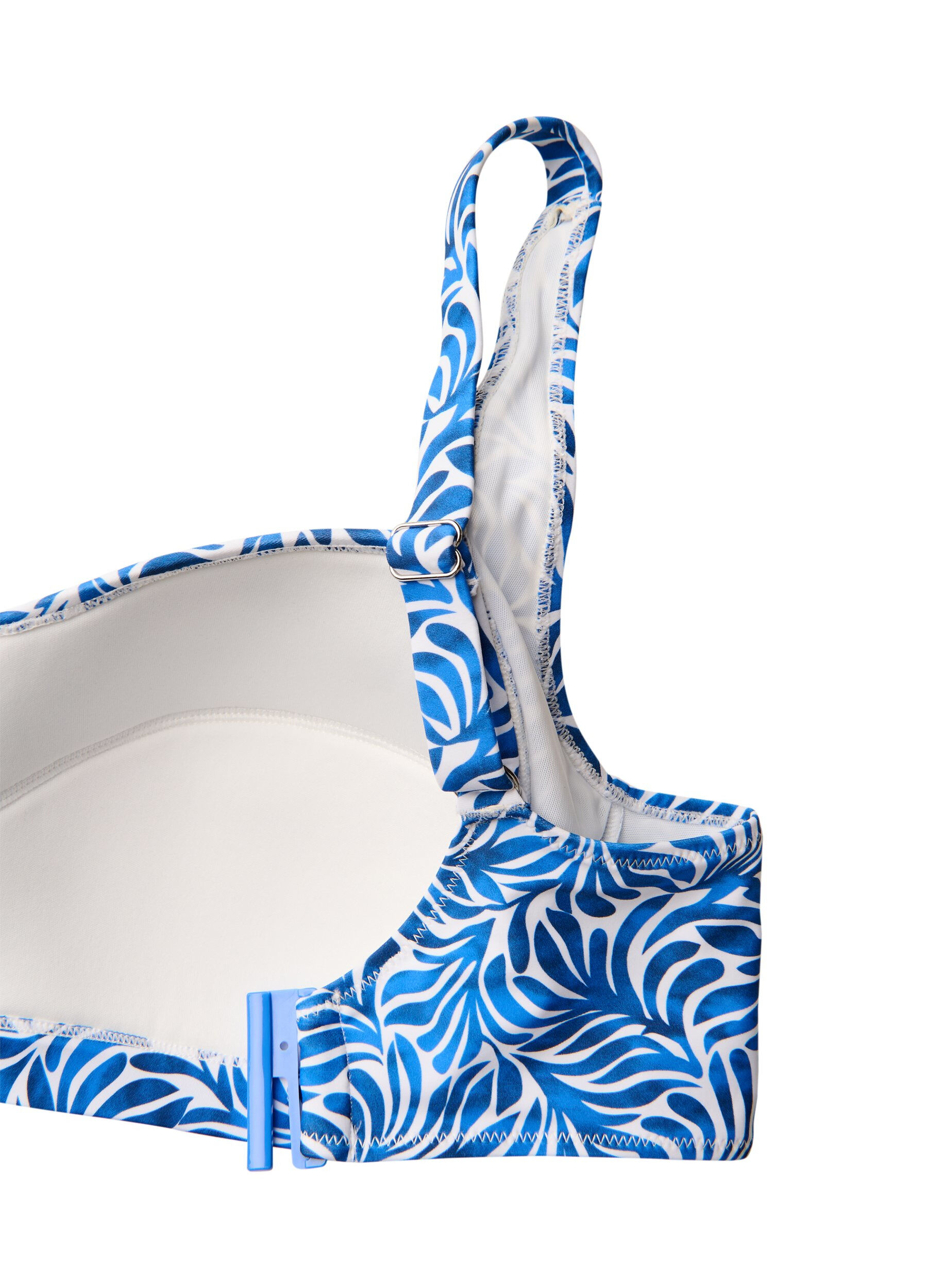 Zizzi Gewatteerde bikinitop met print, Blauw, Packshot image number 3