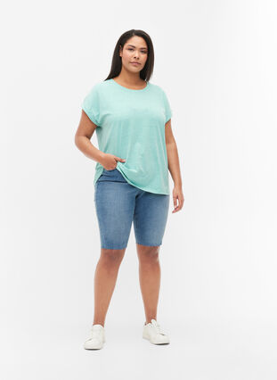 Gemêleerd t-shirt met korte mouwen, Turquoise Mél, Model image number 2