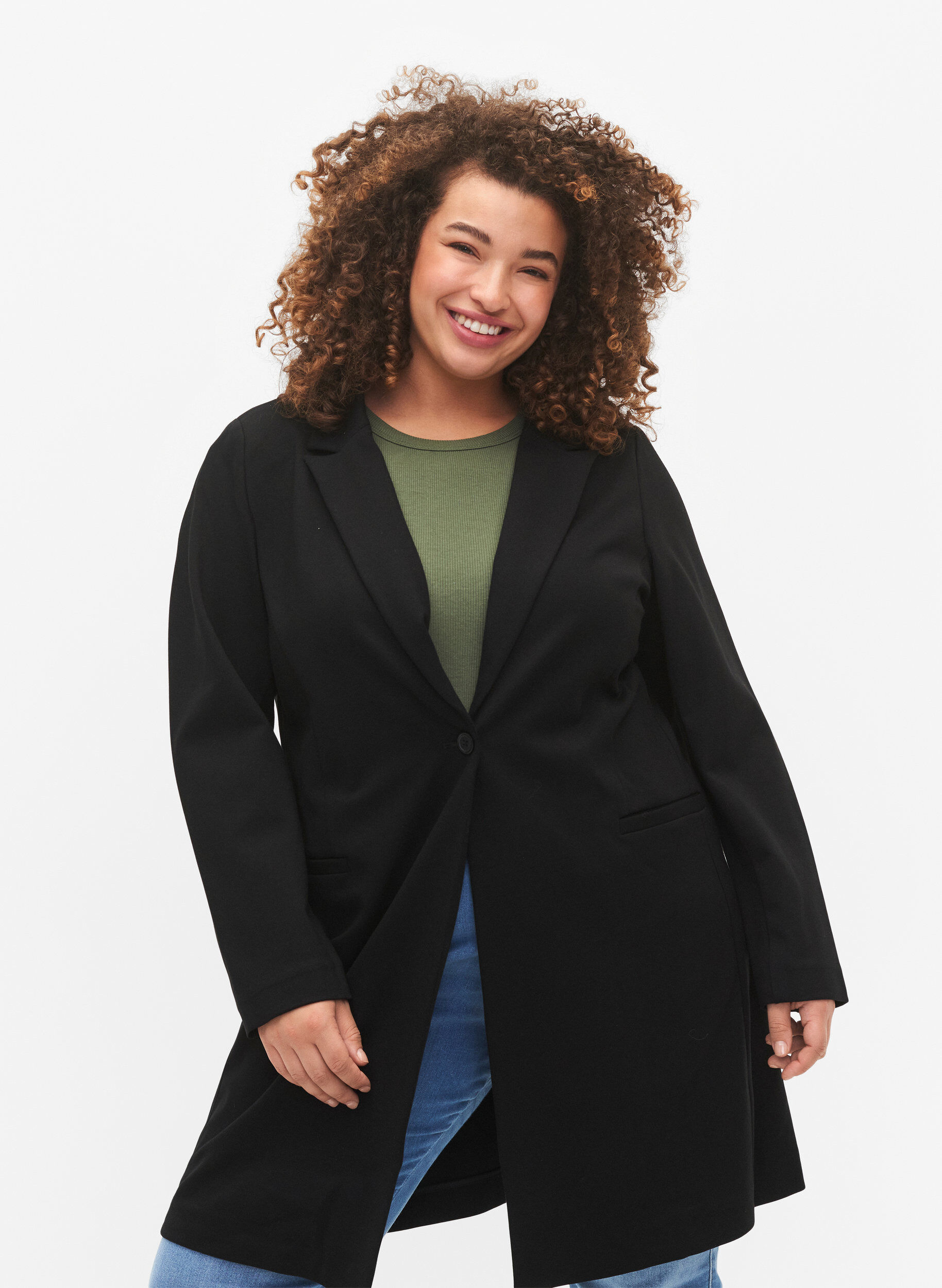 Zizzi Lange blazer, Black, Model image number 2