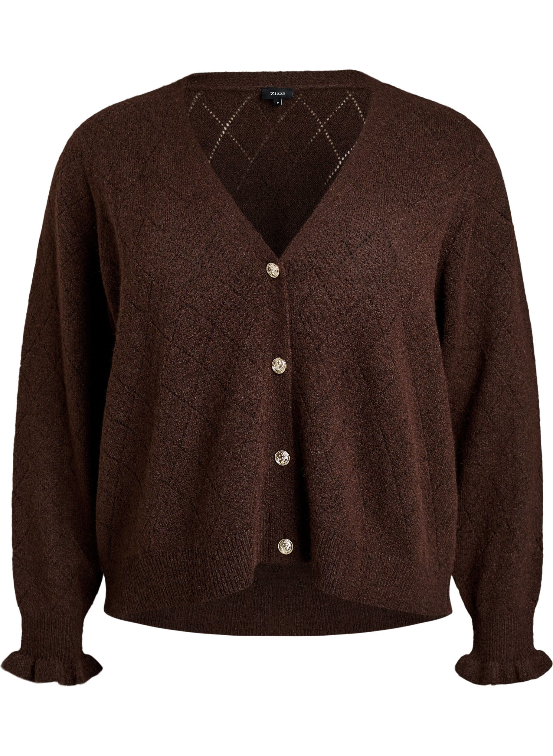 Cardigan met harlekijnpatroon en V-hals