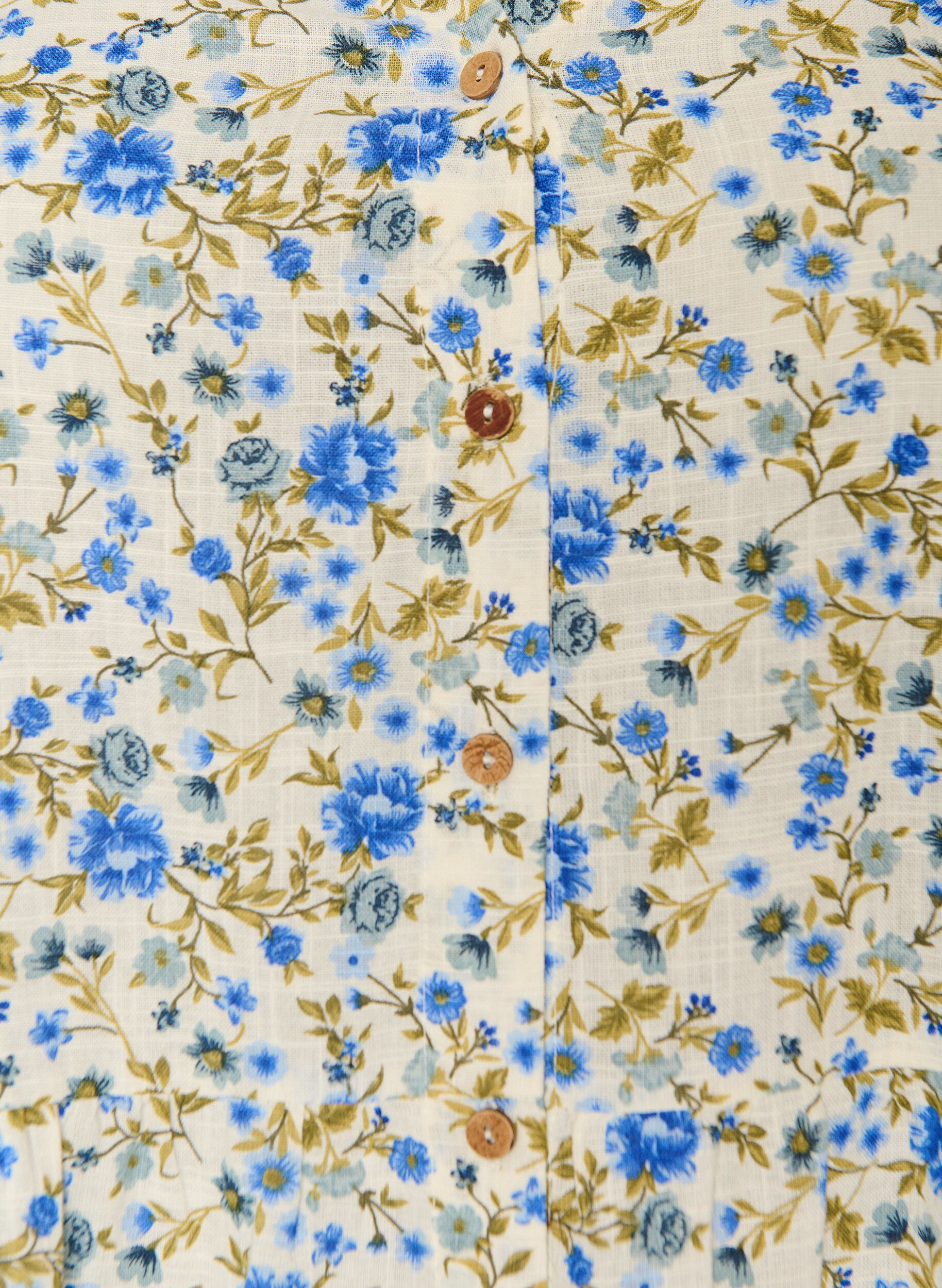 ZizziKatoenen midi jurk met bloemenprint, Blauw, Packshot image number 2