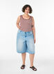 Gestreepte tanktop met een ribstructuur, Rood, Model image number 1