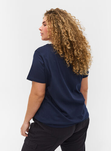 Biologisch katoenen t-shirt met leuk detail, Navy Blazer, Model image number 1