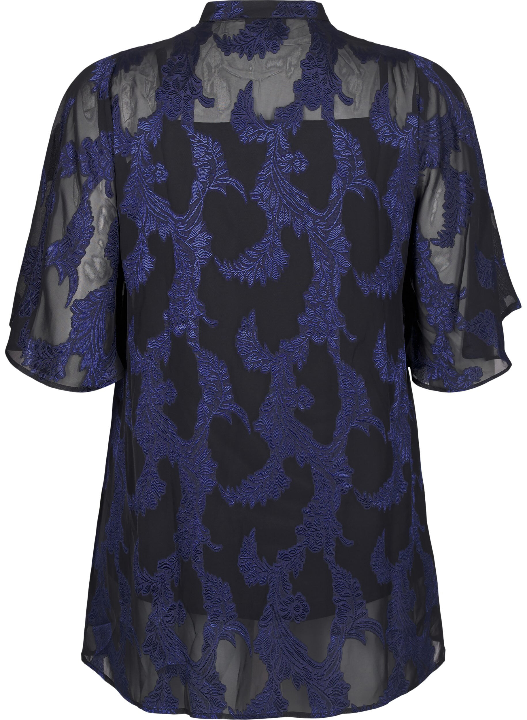Zizzi Chiffon tuniek met jacquard patroon, Evening Blue, Packshot image number 1
