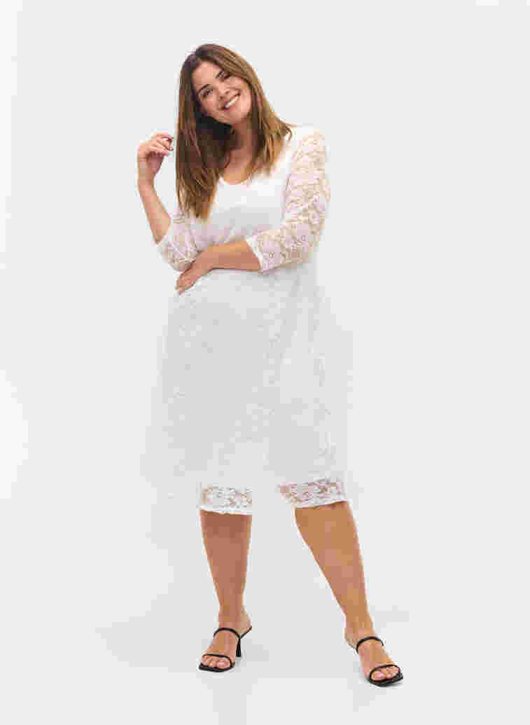 Kanten jurk met 3/4 mouwen, White, Model image number 3