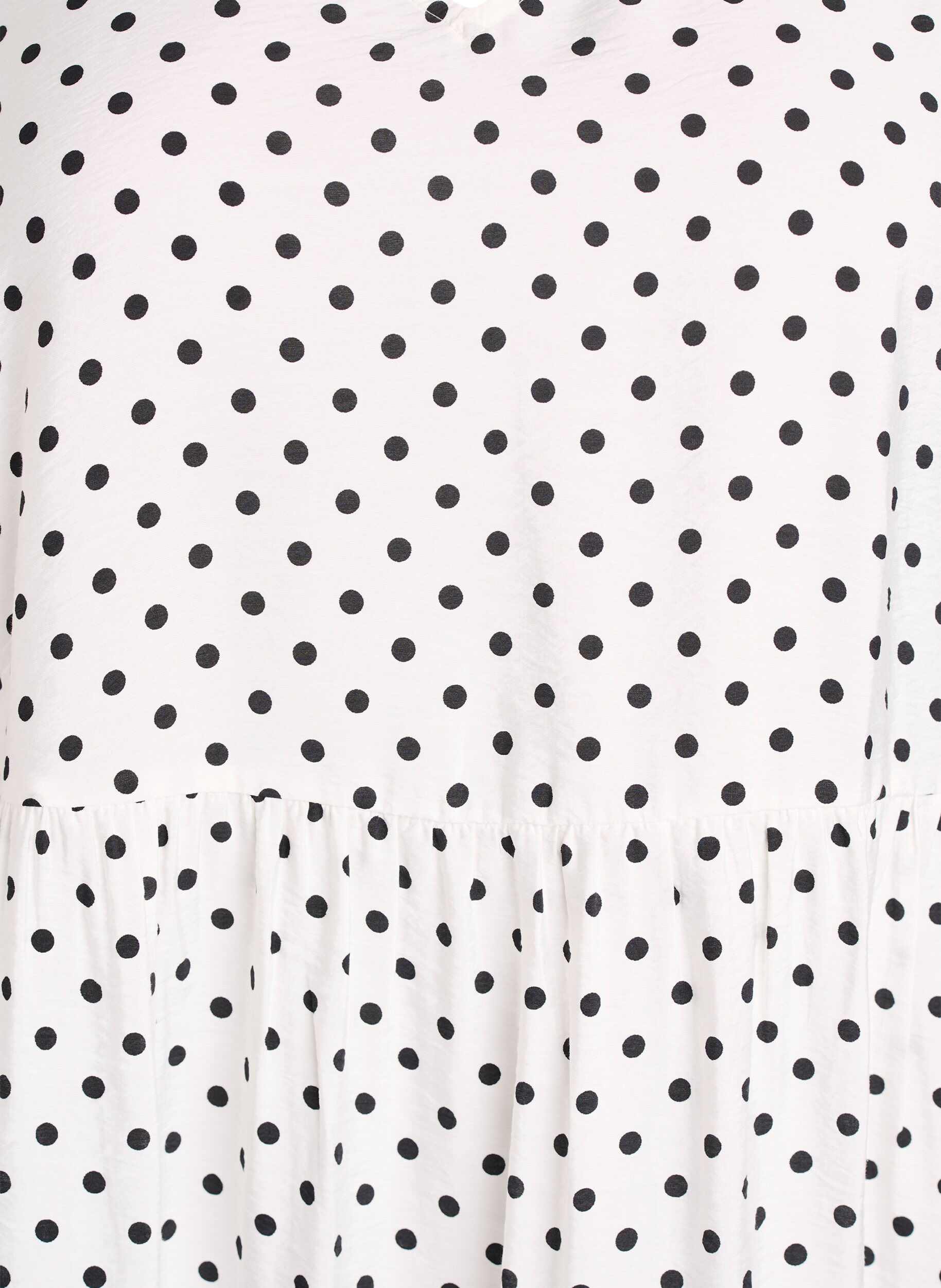 Zizzi Jurk met stippen, V-hals en A-lijn vorm, Wit, Packshot image number 2