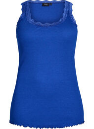 Top met kanten rand, Blauw