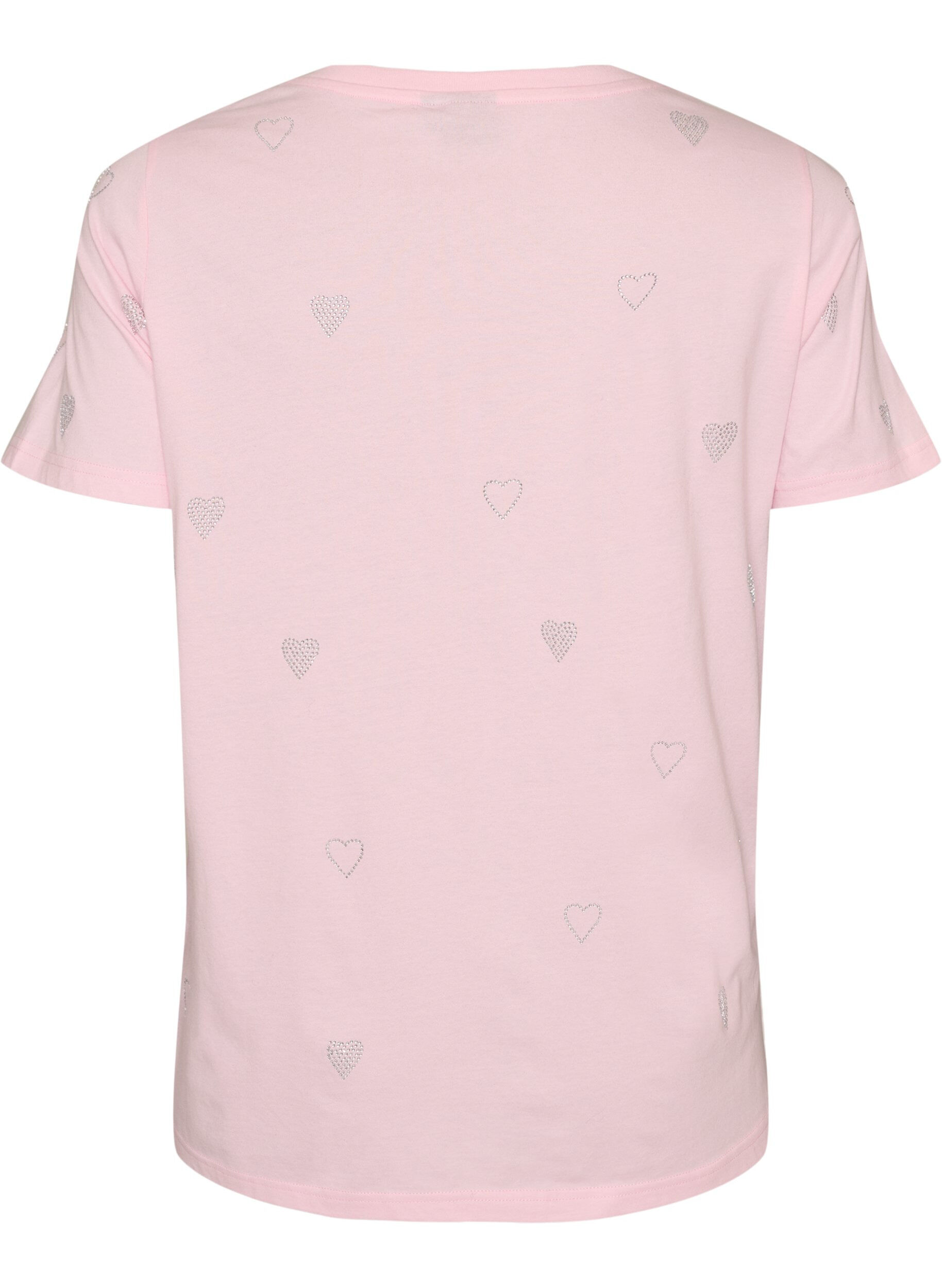 ZizziOrganisch katoenen T-shirt met hartjes, Roze, Packshot image number 1