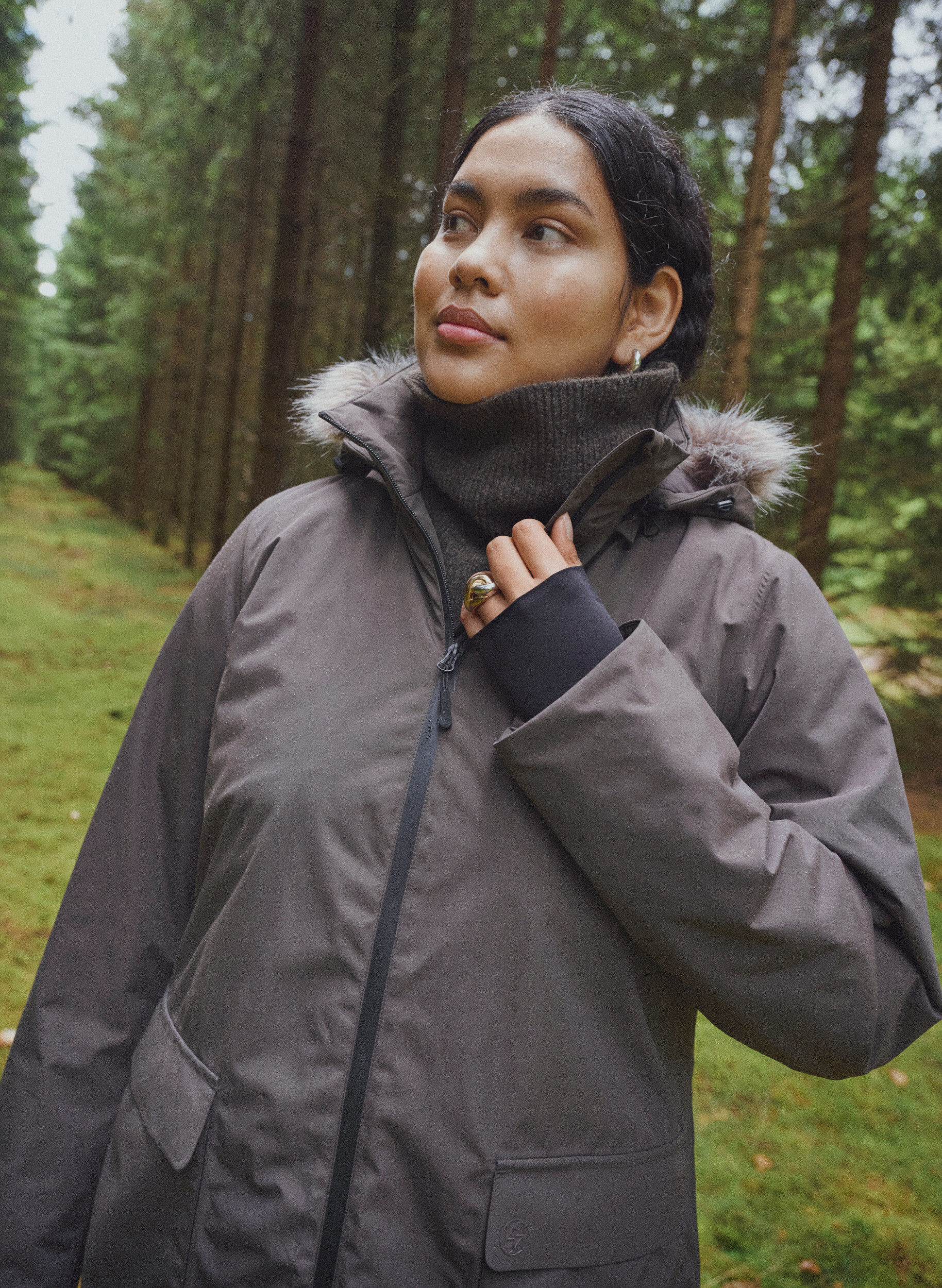 ZizziWaterdichte parka met capuchon, Bruin, Image image number 0