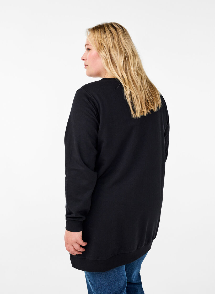 Tuniek van sweatstof met metalen details, Black, Model image number 1