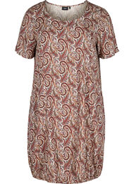 Viscose jurk met print en korte mouwen , Burned Paisley
