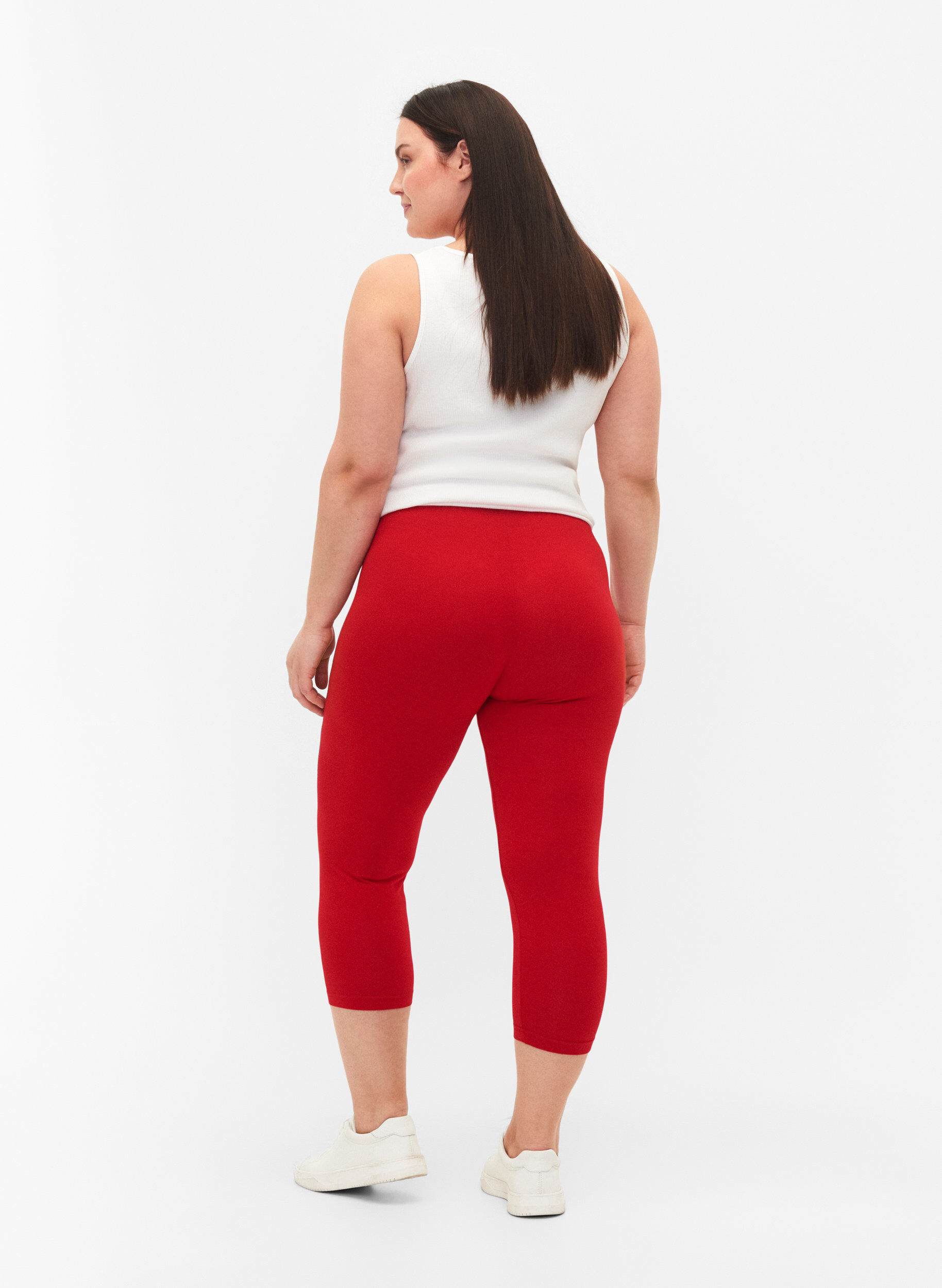 Zizzi Basic 3/4 legging in viscose, Rood, Model image number 2