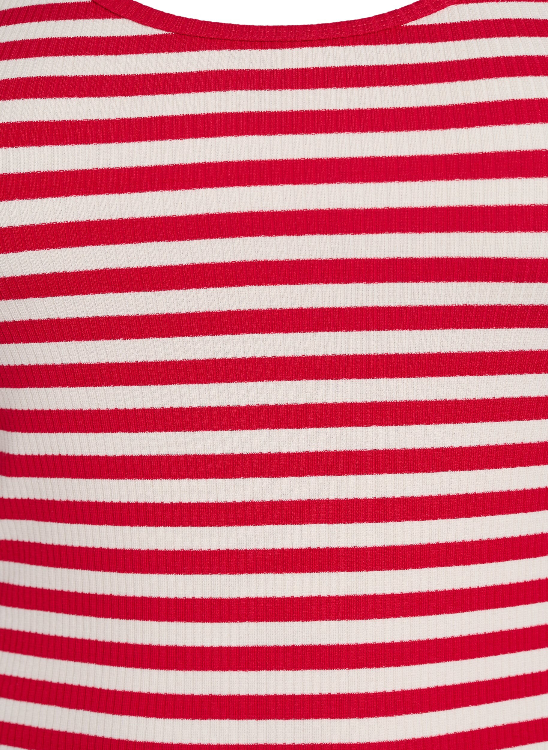 Zizzi Gestreepte tanktop met een ribstructuur, Snow W. U.R.Stripe, Packshot image number 2