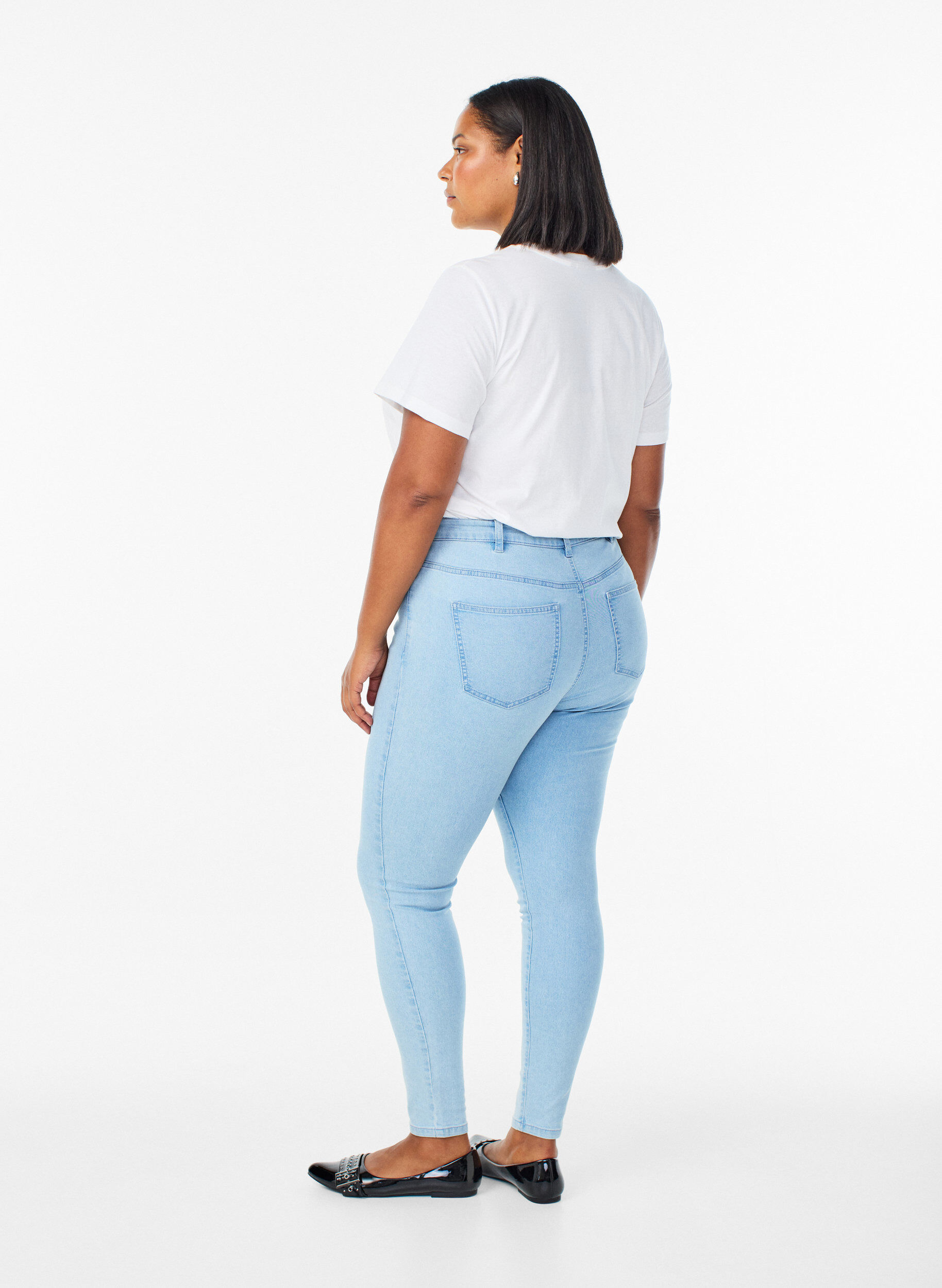 Zizzi Amy super slim fit jeans met hoge taille, Blauw, Model image number 1