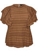 Blouse met smockstructuur en ruchesmouwen, Bruin, Packshot image number 0