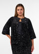 Cardigan met pailletten en 3/4-mouwen, Zwart, Model image number 0