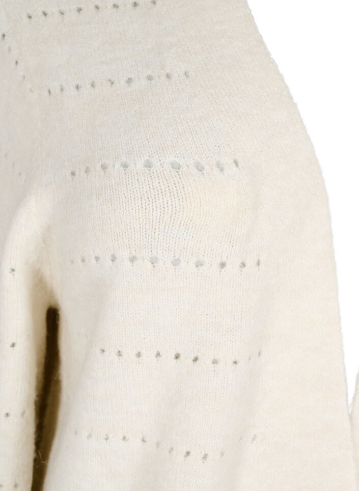 Lange gebreide cardigan met een kantpatroon, Birch Mel., Packshot image number 2