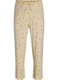 Pyjamabroek in zachte jersey met hoge taille en fruitprint, Geel
