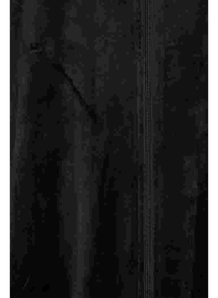 Velours jurk met rits en zakken, Black, Packshot image number 3
