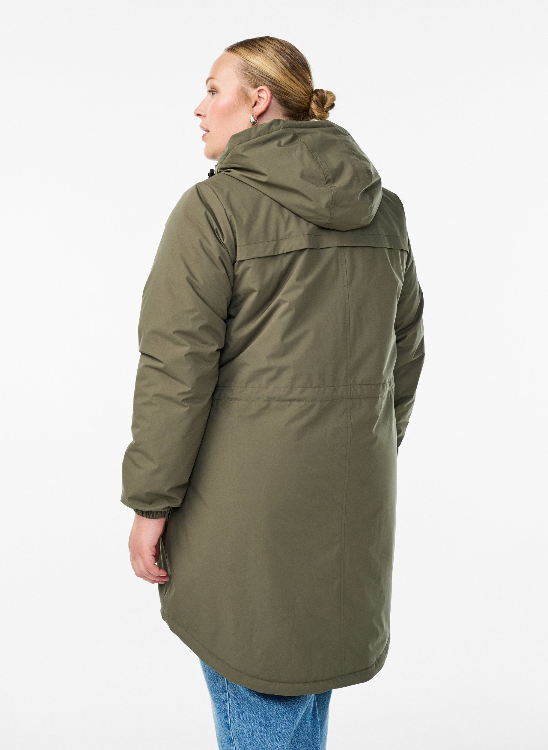 Zizzi Lichtgewicht gewatteerde parka met een capuchon, Groen, Model image number 2