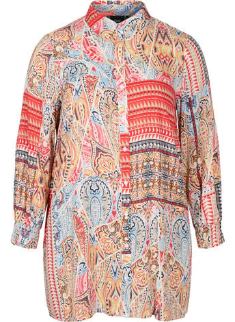 Lange viscose blouse in paisleyprint