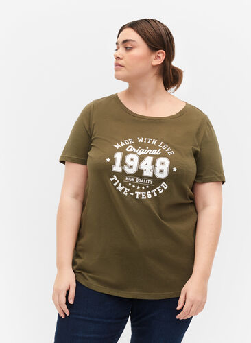 Katoenen t-shirt met opdruk op de voorkant, Ivy Green MADE WITH, Model image number 0
